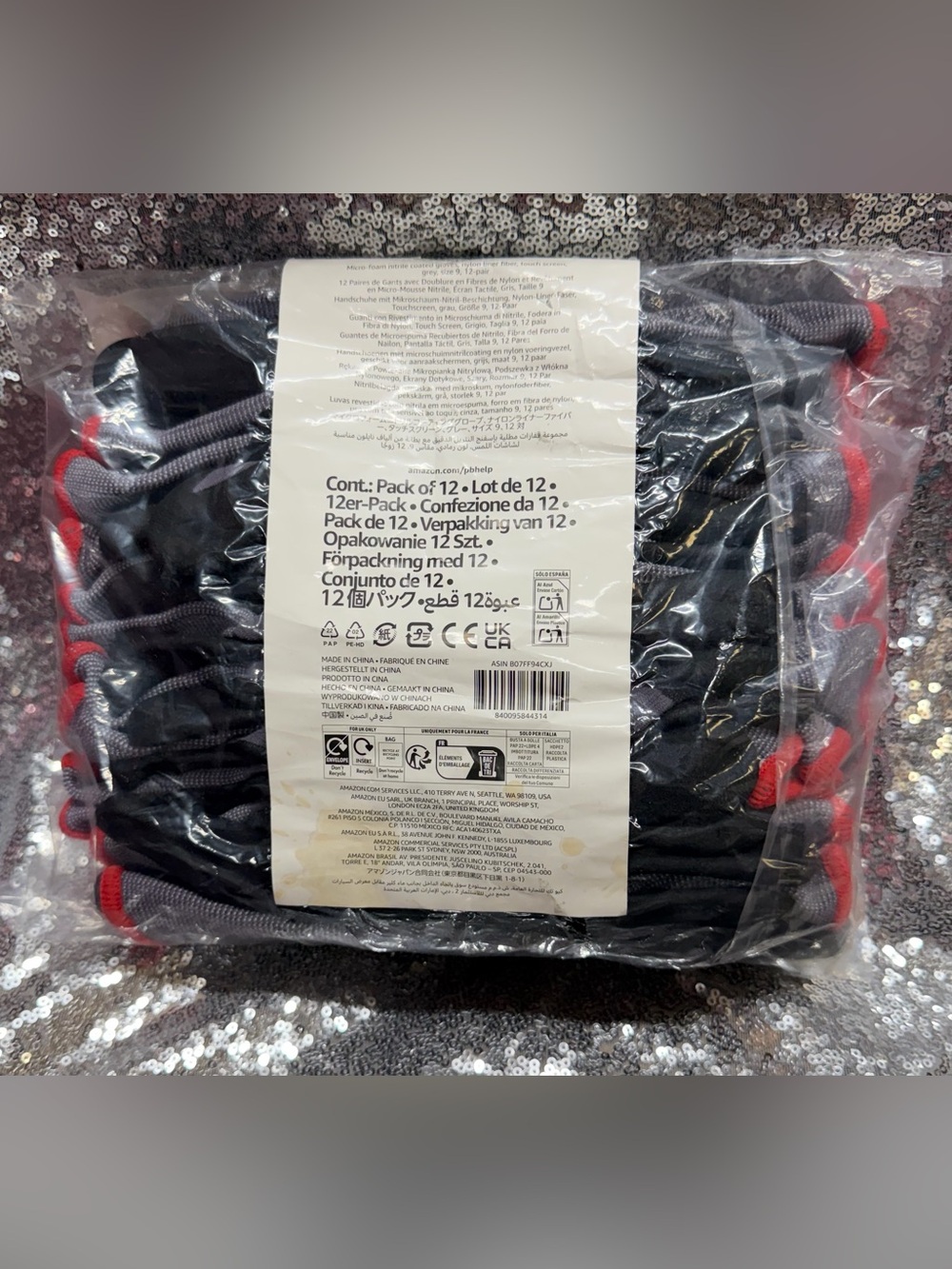 Men's 12-Pack Nitrile Coated Gloves, size 9